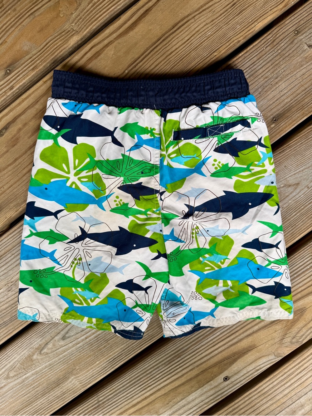 OshKosh B'gosh Navy, Blue & Green Shark Swim Trunks size 6 kids - Picture 2 of 4